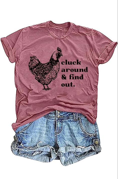 Inspirational Letter, Chicken Graphic, Raising Chicken, Chicken Shirt, Casual Denim Shorts, Work Tshirt, Chicken Shirts, Funny Chicken, Country Women