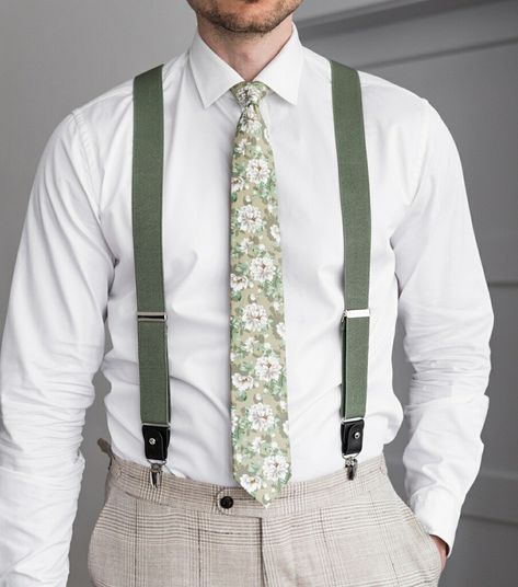 Sage Green Suspenders, Khaki Groomsmen, Sage Green With Black, Wedding Suspenders, Genderqueer Fashion, Button Suspenders, Men's Suspenders, Green Suspenders, Baby Suspenders