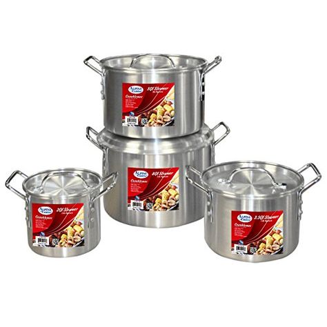 Aramco AI-28-4 8 Piece Stock Pot Set, Large, Aluminum Cookware Photography, Pot Simmer, Gerobak Dorong, Simmer Pot, Kitchenware Set, Stock Pots, Pots And Pans Sets, Bright Kitchens, Pot Set