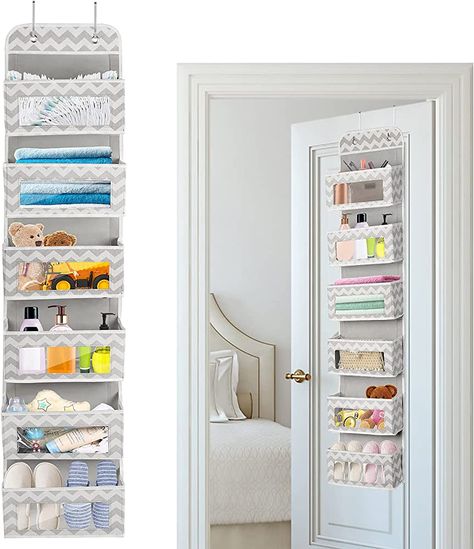 Over The Door Organizer Hanging Storage Bag with 6 Clear Window Pocket Organiser Closet Wardrobe Storage Organizer for Clothes, Lingerie, Toys, Cosmetics, Toiletries, Handbags and More Accessories : Amazon.co.uk: Home & Kitchen Door Hanging Storage, Baby Closet Organization, Over The Door Organizer, Diaper Organization, Closet Shelf Organization, Door Organizer, Living Room Accessories, Closet Rod, Clear Window