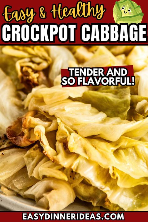 Tender crockpot cabbage is so easy to make with just onions, butter, chicken stock and a medley of simple seasonings! This is a true set it and forget it easy side dish recipe – just toss everything into the slow cooker and let it do all the work. Cabbage Crockpot Recipes Slow Cooker, Cabbage Cooked In Crockpot, Crock Pot Cabbage Recipes, Cabbage Slow Cooker Recipes, Cabbage Crockpot Recipes, Slow Cooker Cabbage Recipes, Cabbage Recipes Crockpot, Cabbage In Crockpot, Cabbage Side Dish Recipes