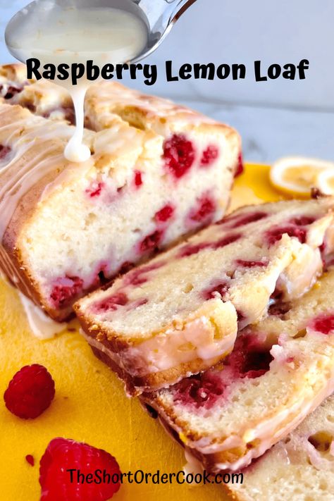 Raspberry Lemon Loaf - The Short Order Cook Lemon Raspberry Bread Recipe, Raspberry And Lemon Loaf, Raspberry Lemon Pound Cake, Rasberry Lemon Cake, Poppyseed Lemon Loaf, Raspberry Lemon Loaf Cake, Best Lemon Loaf Recipe, Raspberry Lemon Bread, Raspberry Lemon Cake Recipe