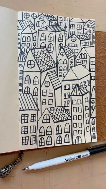 Tamara Michael | Author, Artist, Teacher on Instagram: "I tried to draw a memory… What does this remind you of? I’m using an artline 210 fineliner pen and the sketchbook is from eBay 😊" Tamara Michael, Building Doodles, Artline Drawing, Fineliner Pens, The Sketchbook, Font Ideas, Art To Try, Art Process, Process Art