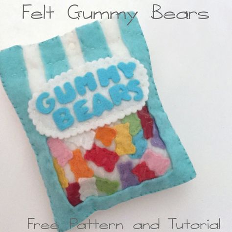 Felt Gummy Bear, Summer Road Trips, Felt Food Diy, Felt Food Patterns, Food Tutorials, Felt Glue, Felt Play Food, Felt Craft, Work Diy