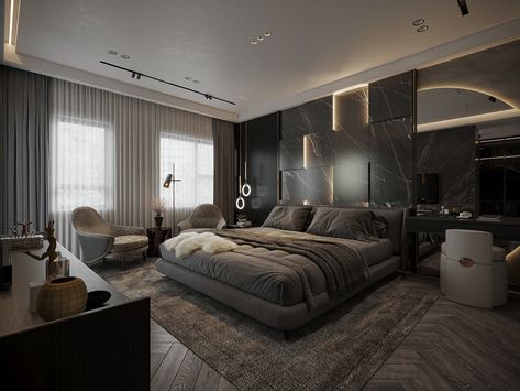 Bedroom Modern Luxury, Bilik Tidur Mewah, Mansion Bedroom, Big Bedrooms, Modern Luxury Bedroom, Luxury Bedroom Design, Appartement Design, Bilik Tidur, Luxury Bedroom Master