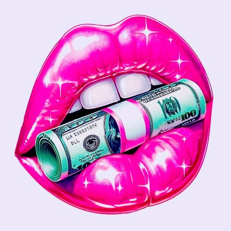 Lips With Money, Pink Dollar Sign, Stitch Toothless, Swag Pictures, Pink Lips Art, Makeup Clipart, Subway Art Printables, Characters From Movies, Pop Art Lips