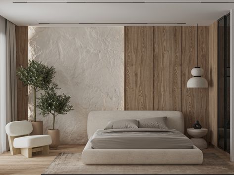 Microcement Bedroom, Minimalist House Design Interior, Bedroom Design Minimal, Japandi Interiors Bedroom, Japandi Bedroom Interior Design, Zen Bedroom Design, Japandi Room, Bedroom Japandi, Japandi Style Bedroom