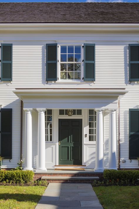 Classic Exterior Shutters | Patrick Ahearn Architect Classic Shutters, Patrick Ahearn Architect, Patrick Ahearn, Louvered Shutters, New Farmhouse, Colonial Farmhouse, Colonial Exterior, American Architecture, Shutters Exterior