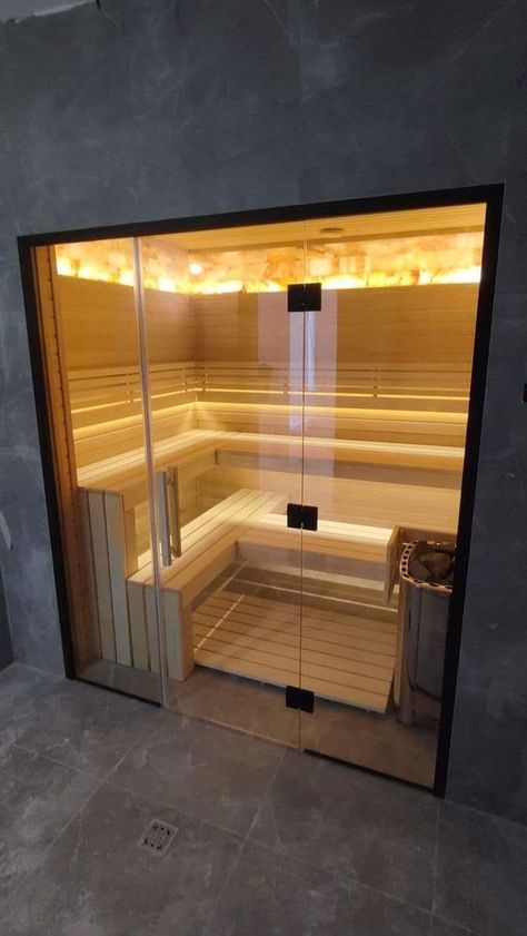 Spa Laundry Room Ideas, Gym Sauna Room, Sauna Room In House, Indoor Spa Room, Sauna At Home, Spa Relaxation Room, Basement Sauna, Sauna Bathroom Design, Home Spa Room