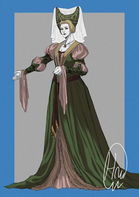 Anne Beauchamp, 16th Countess of Warwick - Countess, Design 1. Medieval Royalty Clothing, Historical Fashion Medieval, Westerosi Fashion, Queen Outfits Royal, Royalty Clothing, Medieval Queen, Elizabeth Woodville, Fashion Character, Fantasy Queen