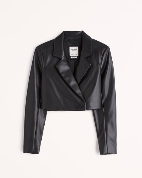 Leather Blazer Women, Abercrombie (women), Women's Office, Womens Office, Chic Blazer, Business Outfits Women, Cropped Blazer, Blazer Outfits, Blazer Fashion