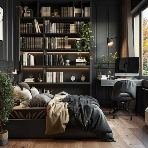 11+ Teenage Room Decor Ideas in Black for a Chic and Modern Feel • 333+ Art Images Modern Teenage Room, Bedrooms Black And White, Teenage Room Decor Ideas, Teenage Room Designs, Bedrooms Black, Office Guest Bedroom, Teenage Room Decor, Teenage Boy Room, Cozy Bedrooms