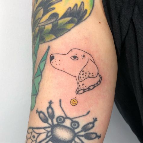 Catahoula Tattoo, Stickandpoke Tattoo, Tattoo Dog, Hand Poke, Stick And Poke, Dog Tattoo, Maximalism, Dog Tattoos, Piercing Tattoo