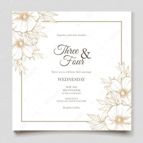 Elegant line art wedding card with beautiful floral and leaves template Premium Vector Line Art Wedding, Leaves Template, Art Invitations, Canva Keywords, Art Invitation, Leaf Template, Signage Design, Indian Gods, Art Wedding