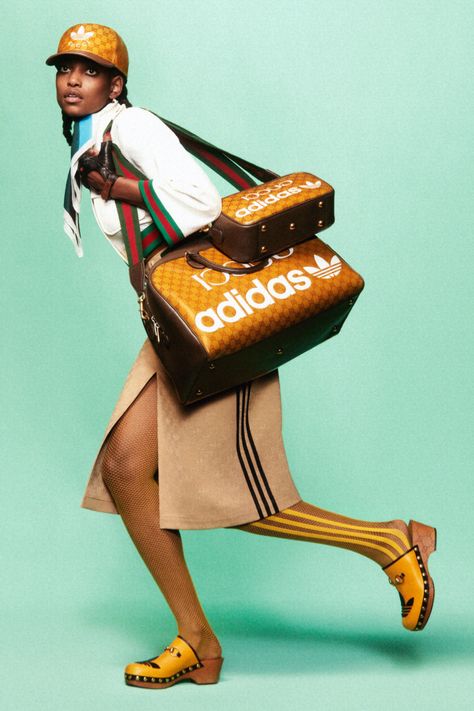 See Every Look From The Adidas X Gucci Collaboration | British Vogue Gucci Adidas 2022, Gucci Collaboration, Adidas X Gucci, Gucci X Adidas, Adidas Collection, Retro Fitness, Adidas Gucci, Gucci Adidas, Retro Luxury