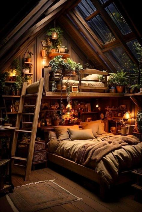 Storybook Homes Interior, Bedroom Inspo Boho, Hobbit Room, Mini House Design, Fantasy Treehouse, Swamp House, Bedroom Reading Nook, Airbnb Cabin, Rehab House