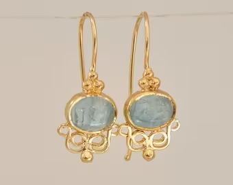 Jewelry Aquamarine, Gold Hanging Earrings, Aquamarine Earrings, Gold Dangle Earrings, Earrings Gemstone, Labradorite Earrings, Solid Gold Earrings, Aquamarine Jewelry, March Birthstone