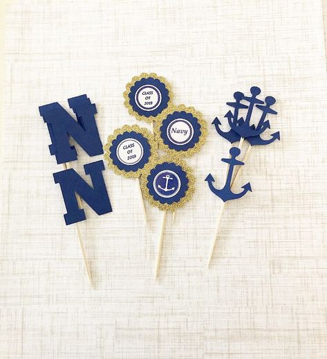 Excited to share this item from my #etsy shop: 2019 Cupcake Toppers, USNA Graduation, Commissioning Week, Navy Mom, NAVY, Military Cupcake Toppers Military Cupcakes, Us Navy Party, Navy Bootcamp, Navy Cupcakes, Navy Party Decorations, Plain Cupcakes, Stick Centerpieces, Navy Party, Military Party