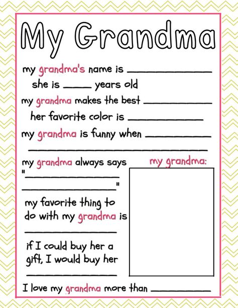 Grandma Worksheet, Grandma Printable, Grandparents Day Activities, Grandma Journal, Cute Printables, Diy Paper Wall Hanging, I Love My Grandma, Grandparents Day Crafts, Mother's Day Printables