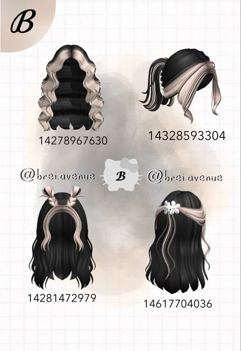 Roblox Codes For Brookhaven, Berry Avenue Roblox Codes, Head Codes For Berry Ave, Roblox Hairstyles, Roblox Codes Outfits, Long Hair Drawing, Pelo Cafe, Brown Hair Roblox, Two Toned Hair