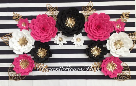 "PLEASE Pay Attention To Processing/Shipping Time Before Placing an order.  This beautiful Kate Spade paper flower backdrop is perfect for making flower wall, wedding backdrop, baby shower, bridal shower and other special occasions. This listing is for 13 pc paper flowers backdrop. The flowers are ranging from 12\" to 6.5\". The quantity and sizes are as follow: 3 Flowers 12\"in diameter  2 Flowers 10\" 4 Flowers 8\"-9\" 4 Flowers 6.5\" Leaves are included  Colors  can be fully customized.  Plea Kate Spade Wedding Decor, Kate Spade Birthday Party, Kate Spade Decor, Flower Wall Wedding Backdrop, Paper Flowers Backdrop, Kate Spade Party, White Paper Flowers, Kate Spade Wedding, Flowers Backdrop