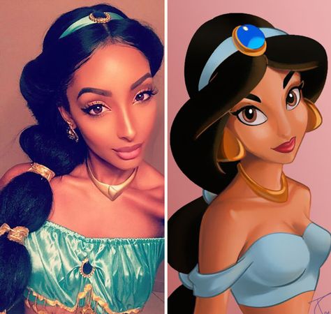 This Girl Looks Like Real-Life Disney Princess Jasmine Princess Jasmine Hair, Jasmine Makeup, Princes Disney, Jasmine Hair, Cosplay Disney, Princess Jasmine Costume, Real Life Princesses, Princess Makeup, Disney Princess Jasmine