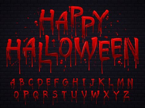 Horror Alphabet, Happy Halloween Font, Halloween Calligraphy, Creepy Font, Halloween Fonts Alphabet, Creepy Text, Scary Font, Halloween Typography, Spooky Font