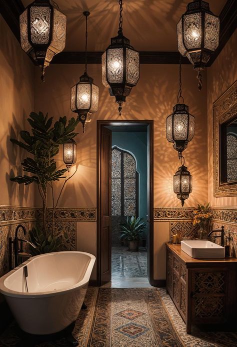 Moroccon Bathrooms Design, Moroccan Powder Bathroom, Turkish Spa Bathroom, Light Academia Aesthetic Bathroom, Pakistani Bathroom Designs, Riad Bathroom Moroccan Style, Turkish Style Bathroom, Moroccan Bathhouse, Middle Eastern Bathroom