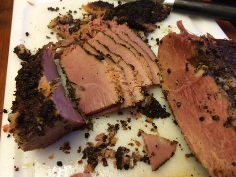 Porkstrami - Barbecuebible.com Pork Pastrami Recipe, Smoked Pastrami Recipe, How To Make Pastrami, Homemade Pastrami, Pastrami Recipe, Meat Curing, Pinterest Food, Pork Leg, Jerky Recipes