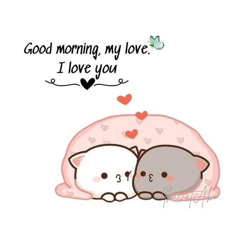 Good Morning To My Love, Good Morning Love Meme, Cute Goodnight Images, I Love You Cute Pics, Good Morning Cutie, Good Morning Cute, Cats Cuddling, Disney Love Stories, Cute Animal Quotes