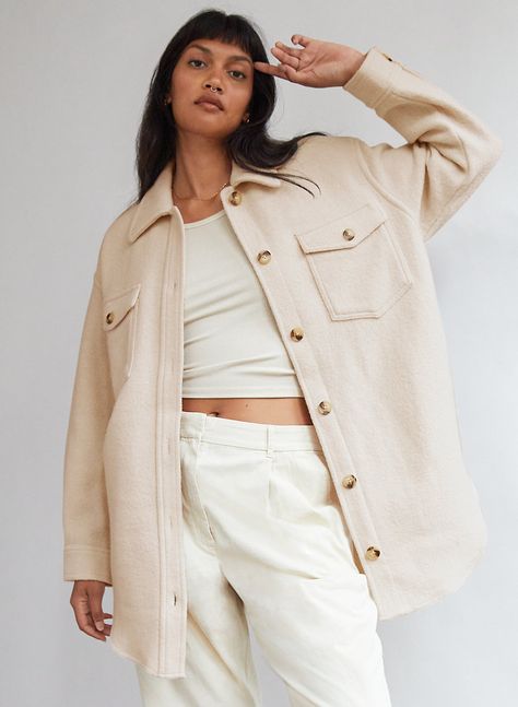 THE GANNA SHIRT JACKET - Oversized wool shirt jacket Shirt Jacket Outfit Women, Aritzia Shirt, Ganna Shirt Jacket, Shirt Jacket Outfit, Ganna Jacket, Aritzia Super Puff, Wool Shacket, Wool Shirt Jacket, Aritzia Jacket