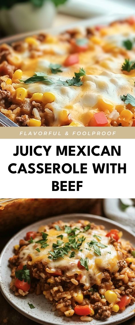 Image for Juicy Mexican Casserole with Beef Mexican Style Casserole, Burrito Casserole Recipe Beef, Mexican Taco Casserole Beef, Mexican Casserole With Beef And Chips, Enchalidas Casserole Beef, Mexican Dishes For Potluck, Mexican Hamburger Casserole Recipes, Ground Beef Casserole Recipes Healthy, Mexican Bake Casserole