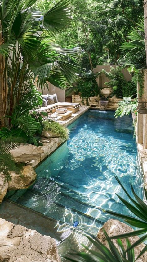 Small Pool Ideas, Backyard Pool Design, Dream Backyard Pool, Pools Backyard Inground, Small Swimming Pools, Pool Landscape Design, Small Pool Design, Backyard Pools, Backyard Pool Landscaping