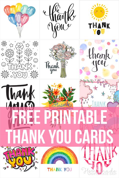 Printable Thank You Cards | 48 free templates to choose from Blank Thank You Card Template, Making Thank You Cards, Thank You Cards To Make, Thank You Template Printable Free, Thank You Card Template Printable Free, Cricut Thank You Cards Free, Thank You Card Printable, Thank You Card For Teacher From Student, Thank You Card Design Template