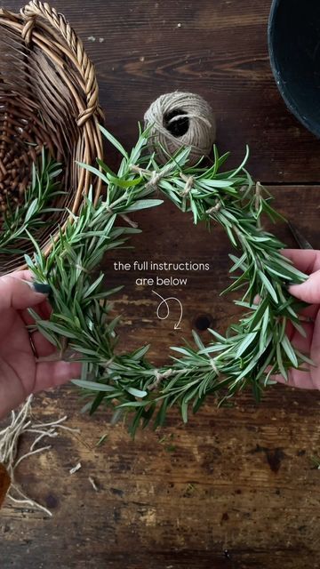 Dawnalee | Home + Lifestyle UGC | Kelowna, BC on Instagram: "Easy 5 minute wreath hack⤵️

Gather your greens. I used rosemary as I had excess in our garden but any greens or herbs or combination thereof will work!

Layer your greens in a bowl. The flexible branches of rosemary curve naturally to the bowl making it super simple and quick to form a wreath.

Continue adding more layers until your desired thickness is reached.

Keeping it in the bowl, every 2-3”, secure the greens by tying with jute or string, making sure to tie quite tightly.

Easy peasy! You now have a pretty wreath!

What herb will you use?

As always, I so appreciate it when you share, comment, and follow along! 🏠🧺

#simpledecor
#rosemary #hyggehome #simplefalldecor #fallwreath
 #diydecor" Herb Wreath, Kelowna Bc, Pretty Wreath, Christmas Hacks, Advent Wreath, Coastal Christmas, Navidad Christmas, Wreath Designs, Easy Peasy