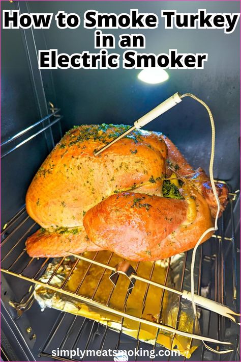 Get the best results with your electric smoker by learning how to smoke a turkey like a pro. This recipe provides step-by-step instructions for smoking a whole turkey, including tips for using an electric smoker and checking the turkey temperature. Perfect for any occasion. Save the recipe for later and make your next turkey a hit. Electric Smoker Turkey, Smoked Whole Turkey, Turkey Temperature, Smoker Turkey, Preparing A Turkey, Smoker Recipes Electric, Pellet Smoker Recipes, Gas Smoker, The Best Turkey