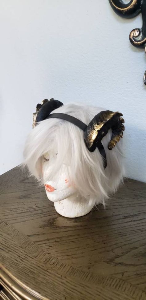 Sheep Horns, Snap Dragon, Horn Headband, Ram Horns, Comfortable Headbands, Gold Tips, Black Sheep, Costume Hats, Colour Star