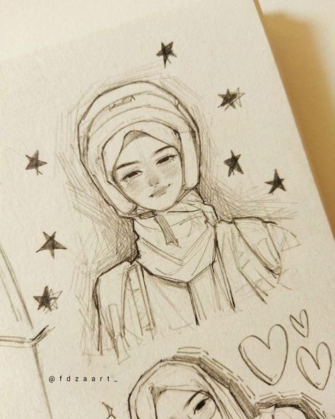 About Me Aesthetic, Hijab Sketch, Hijab Art, Oil Pastel Drawings Easy, Adobe Illustrator Design, Indie Drawings, Seni Dan Kraf, Cute Sketches, Anime Canvas Art