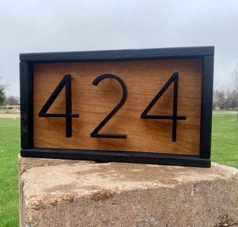 House Number Sign Modern Sign With Floating Numbers Hand - Etsy Canada Painting On Pallet Wood, Modern House Number, White Shiplap, House Number Sign, Exterior Remodel, Number Sign, Witch Decor, Exterior Wood, Vinyl Siding