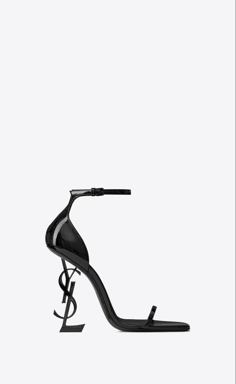 Opyum sandals in patent leather | Saint Laurent Saint Laurent Store, Dr Shoes, Ysl Heels, Chic Sandals, Sofia Coppola, Black Heel, Louis Vuitton Shoes, Marie Antoinette, Metal Style