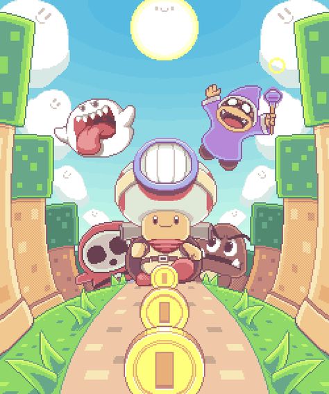 Pixel Art Gifs - Album on Imgur Paul Robertson, Captain Toad, How To Pixel Art, Gameboy Color, Mario Games, Mario Nintendo, Super Mario World, Super Mario Art, Nintendo Art