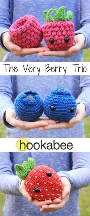 Crochet Fruit, Pola Amigurumi, Very Berry, Kawaii Crochet, Crochet Simple, Haken Baby, Fun Crochet Projects, Crochet Diy, Diy Crochet Projects