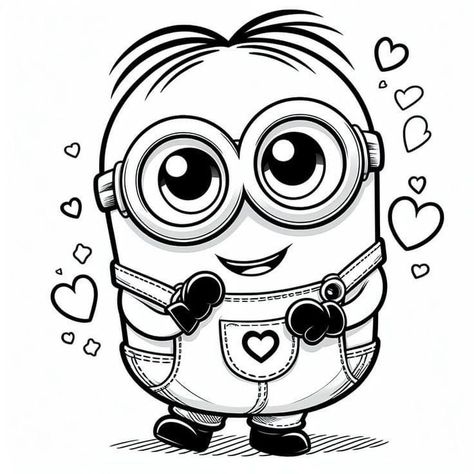 Minion Colouring Pages, Minion Drawing Cute, Cute Colouring In Pages, Minions Drawing, Minion Drawing, Minion Coloring Pages, Minion Art, Minions Coloring Pages, Cute Minions