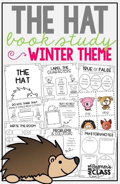 The Hat book study companion literacy activities for Kindergarten based on the book by Jan Brett. Packed with fun ideas and literacy activities in a winter theme. Common Core aligned. #thehat #janbrett #bookstudy #bookstudies #winteractivities #kindergarten #literacy #winterbooks #kindergartenreading #1stgradereading #bookcompanion #bookcompanions #guidedreading #picturebookactivities Snowy Nap Jan Brett Activities Preschool, The Snowy Nap Activities, Jan Brett Activities Preschool, Book Study Activities, January Preschool, Text To Self Connection, Study Activities, Picture Book Activities, Winter Unit