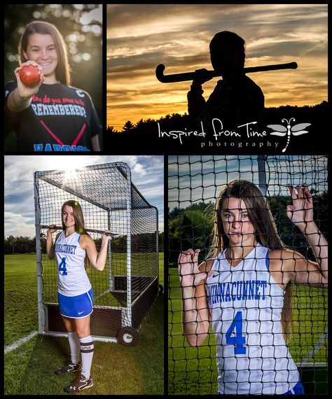 Senior Day Ideas, Hockey Senior Pictures, Field Hockey Goalie, Senior Posters, Sports Portraits, Senior Photoshoot Poses, Sport Photoshoot, School Field, Senior Day