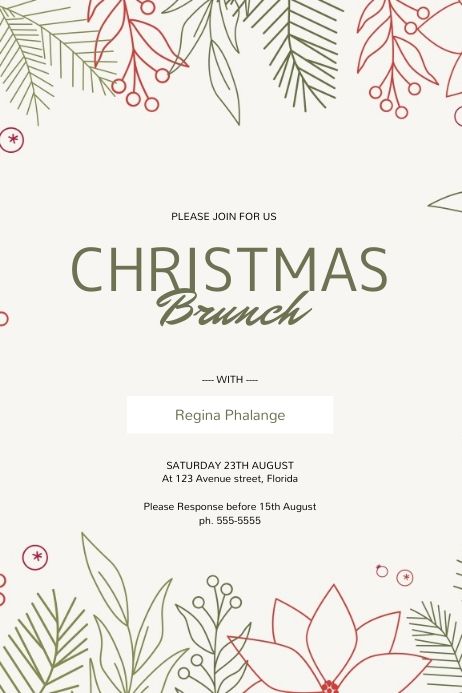 Christmas Brunch Invite, Christmas Brunch Invitations, Christmas Gathering Invitations, Christmas Invitations Template Free, Holiday Brunch Invitations, Brunch Christmas, Lunch Invitation, Christmas Flyer Template, Winter Invitations