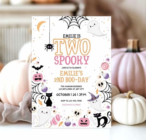 Editable Pink Two Spooky Halloween 1st Birthday Party Invitation Cute Girl Halloween 1st Birthday Spooktacular Birthday Instant Download - Etsy Canada Halloween 1st Birthday Party, Two Spooky, Halloween 1st Birthdays, 1st Birthday Party Invitations, Halloween 1, Girl Halloween, 1st Birthday Party, Halloween Birthday, Birthday Party Invitation