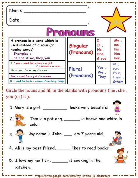 English worksheet on pronouns Pronouns Worksheet 1st Grade, Pronoun Sentences Worksheet, Pronoun Sentences, Personal Pronoun, Class Worksheets, Pronouns Worksheet, Conjunctions Worksheet, Grammar Notes, English Grammar Notes