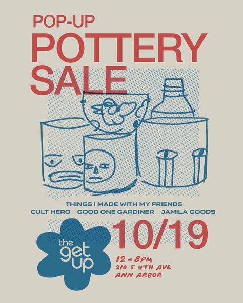 Join us for our next pop up shop! 🪴 @culthero.co @good_one_gardiner & @jamilagoods All artists traveling from Chicago & be popping up at the shop 10/19 with their beautiful ceramic wares !! 🪞 For more information // Facebook event head to the link in our bio! 🫧 Pottery Sale, Facebook Event, Canva Templates, Shop Local, Pop Up Shop, Join Us, Pop Up, Chicago, Graphic Design