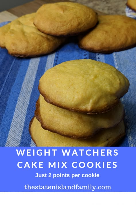 Weight Watchers Cake Mix Cookies Ww Cake Recipes, Ww Cake Mix Recipes, Sugar Free Cake Mix Cookies, Weight Watchers Cake Mix Recipes, Weight Watchers Cookies, Weight Watchers Sugar Cookies, Weight Watchers Christmas Cookies, Zero Sugar Cake Mix Recipes, Ww Yellow Cake Mix Recipes